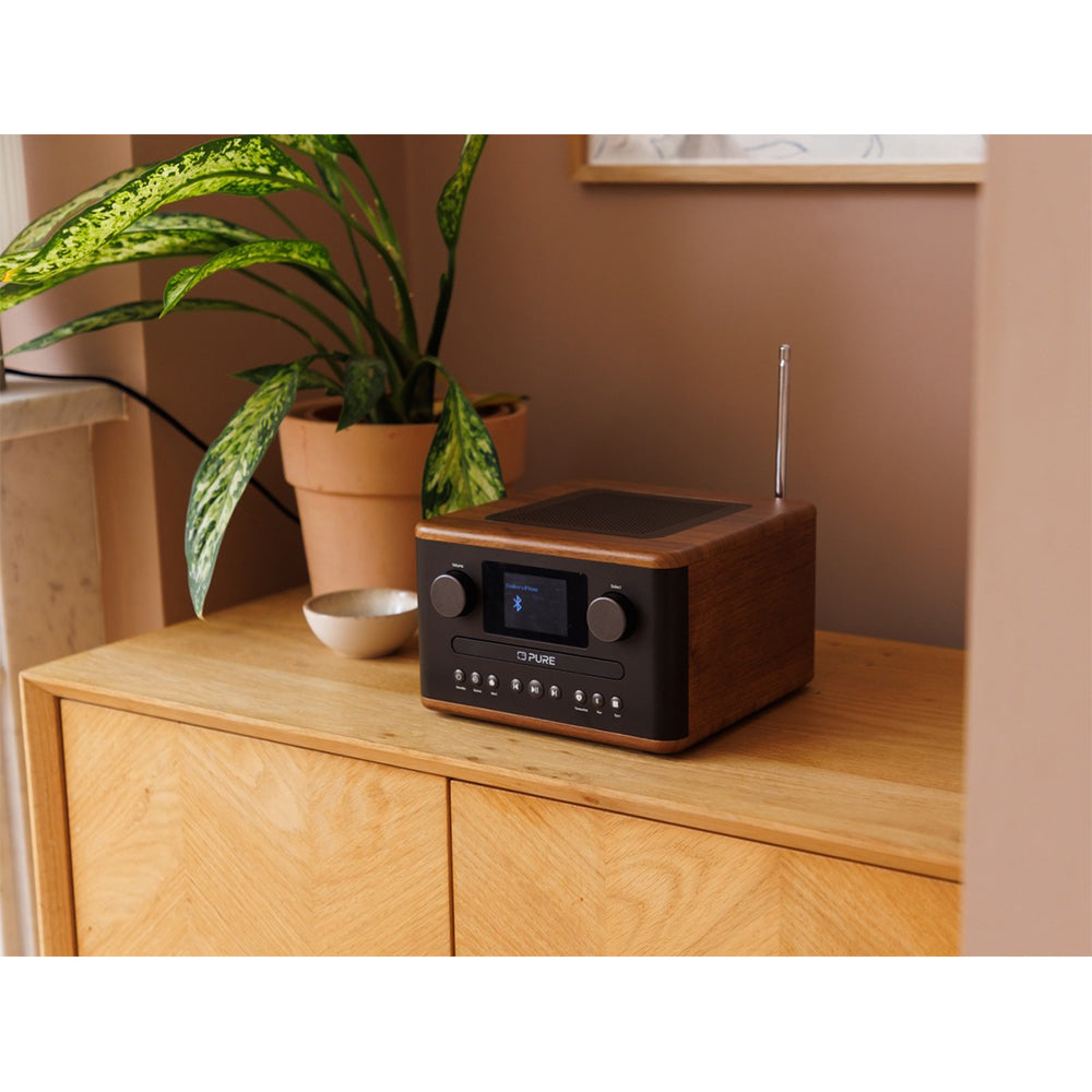 Pure Classic C-D4 DAB DAB+ FM Radio with CD Player and Bluetooth - Coffee Brown Walnut