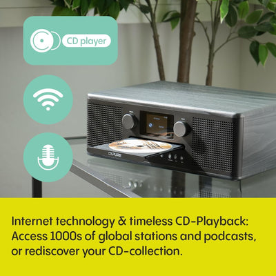 Pure Classic C-D6i All in One Internet Radio with DAB+ FM Bluetooth CD Player Stereo Sound System Black