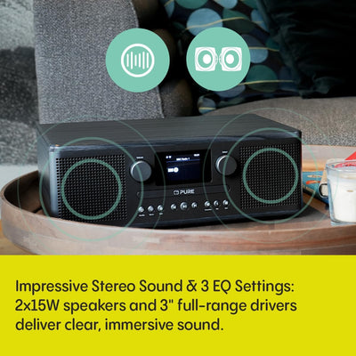 Pure Classic C-D6i All in One Internet Radio with DAB+ FM Bluetooth CD Player Stereo Sound System Black