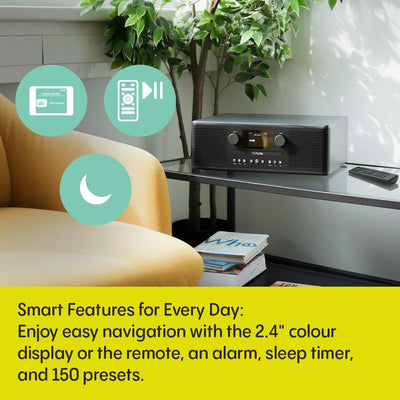 Pure Classic C-D6i All in One Internet Radio with DAB+ FM Bluetooth CD Player Stereo Sound System Black