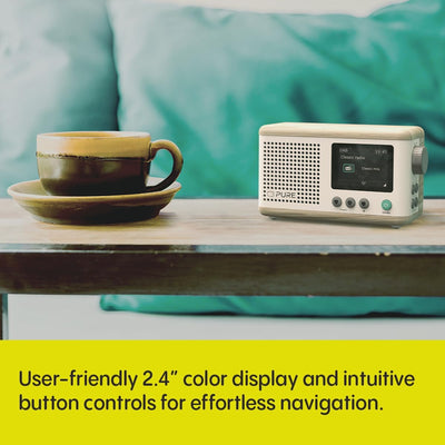 Pure Classic Mini Dab+ FM The Charming Portable Bluetooth Digital Radio - Cotton White Oak