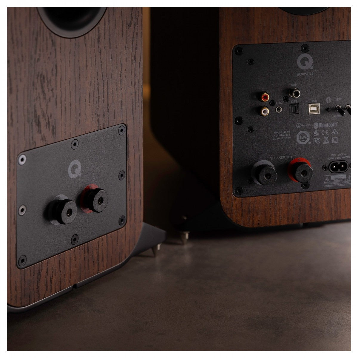 Q Acoustics M40 Powered Bluetooth Floorstanding Speakers Pair Walnut