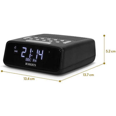 Roberts Ortus DAB DAB+ FM Bedside Alarm Clock Radio Black