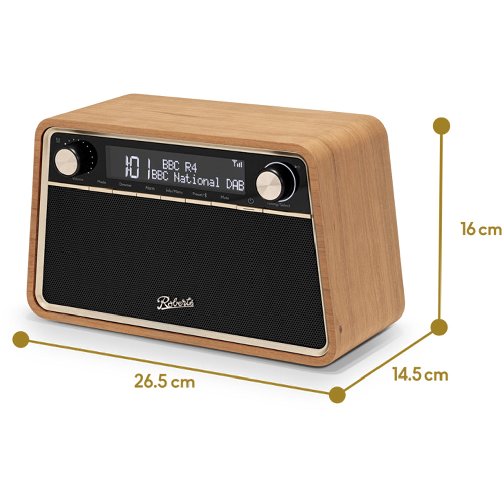 Roberts Reva DAB DAB+ FM Table-Top Radio With Bluetooth - Cherry Wood