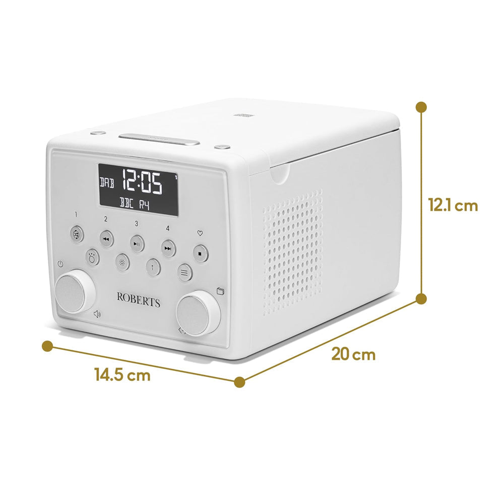 Roberts SOUND 49 FM DAB DAB+ Digital Clock Radio with Bluetooth and CD Player - White