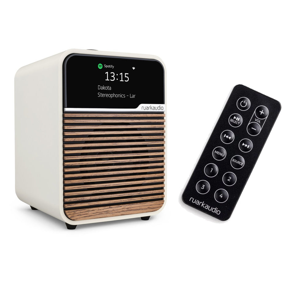 Ruark R1S DAB DAB+ FM Internet Bluetooth WiFi Smart Radio with Remote Bundle - Cream