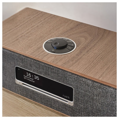 Ruark R3S Music System in Rich Walnut Veneer with Slate Grey Fabric Grille