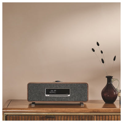 Ruark R3S Music System in Rich Walnut Veneer with Slate Grey Fabric Grille