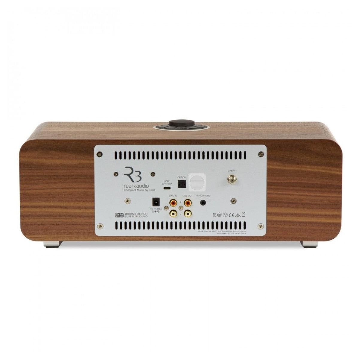 Ruark R3S Music System in Rich Walnut Veneer with Slate Grey Fabric Grille