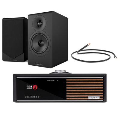 Ruark R610 Music Console Charcoal with Acoustic Energy AE300 MK2 Bookshelf Speakers Black HiFi Package