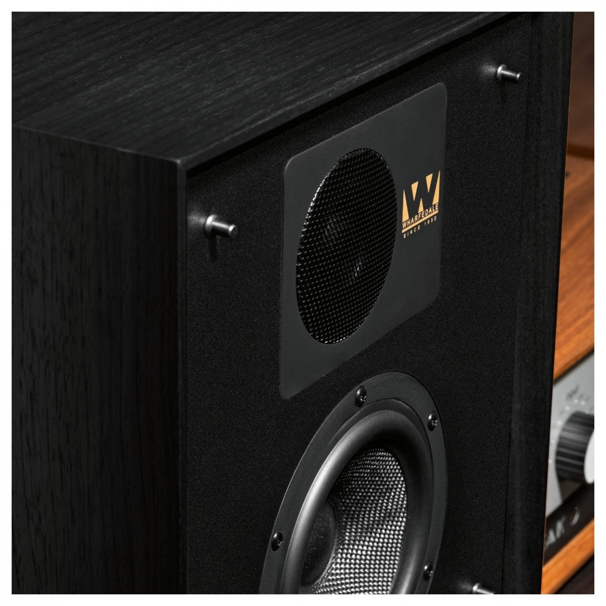 Ruark R610 Music Console Charcoal with Wharfedale Linton Heritage Standmount Speakers Black with Matching Stands