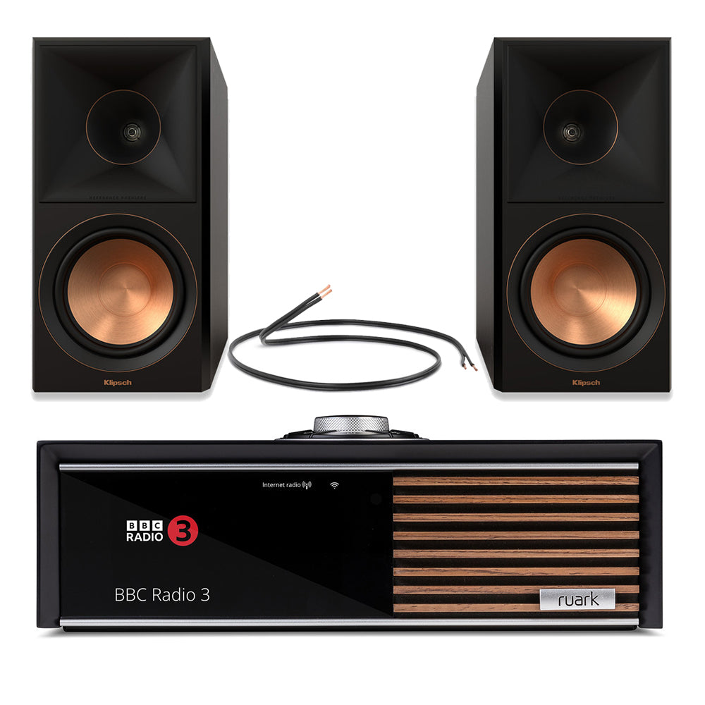 Ruark R610 Music Console Charcoal with Klipsch RP-600M II Bookshelf Speakers Ebony Pair HiFi Package