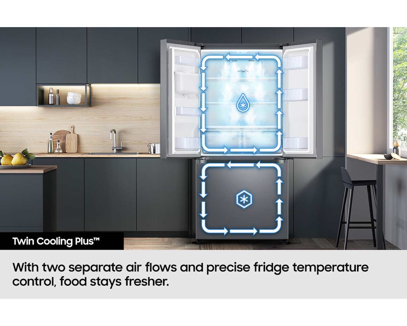 Samsung Bespoke AI RF24BB620ES9EU SpaceMax 674L Total No Frost American Fridge Freezer Silver