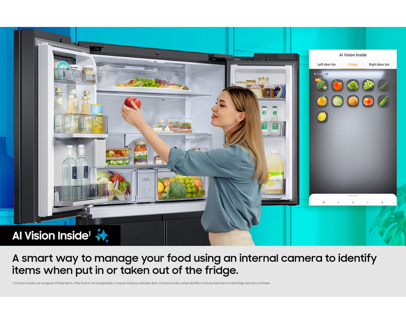 Samsung Bespoke AI RF65DG9H0EB1EU Family Hub 636L Total No Frost American Fridge Freezer Black