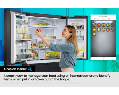 Samsung Bespoke AI RF65DG9H0EB1EU Family Hub 636L Total No Frost American Fridge Freezer Black