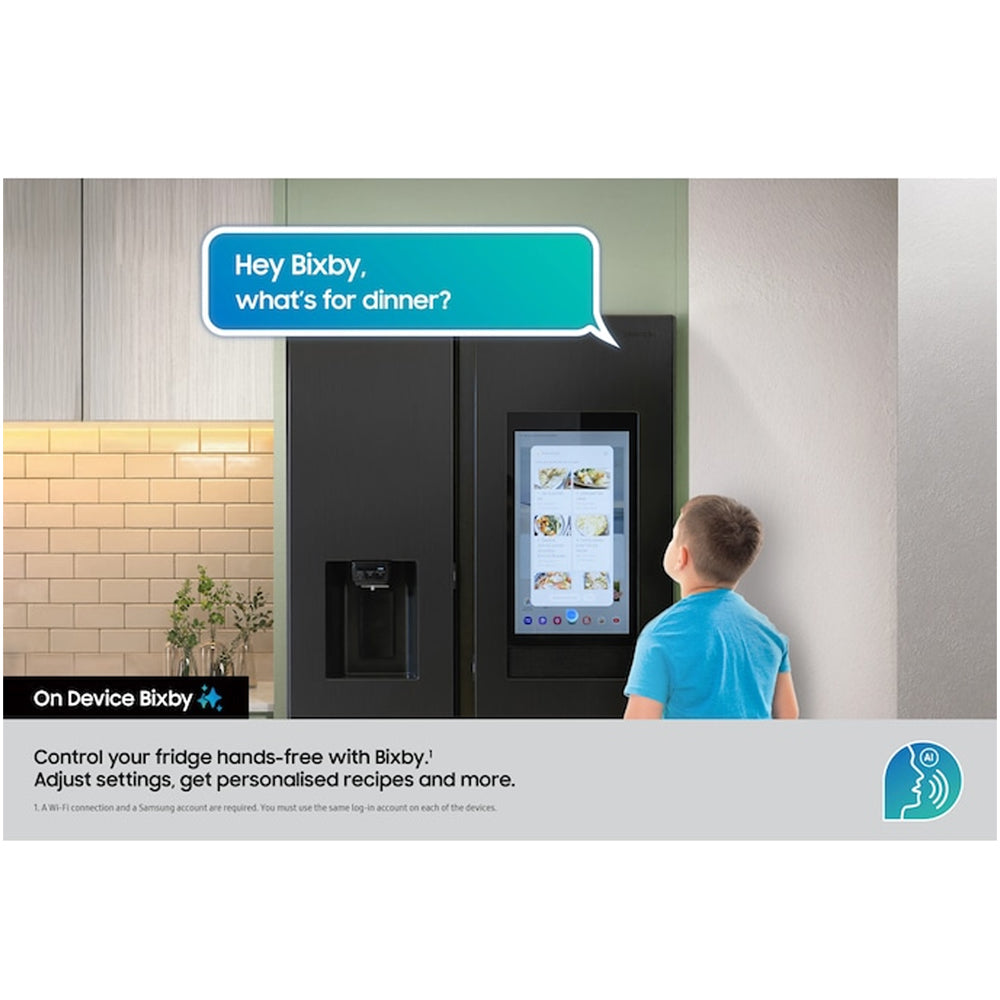 Samsung Bespoke AI RS90F66BETEU Plumbed American Fridge Freezer with Family Hub Silver