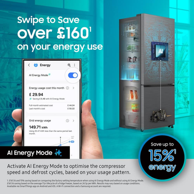 Samsung Fridge Freezer RB38C636DB1/EU Series 6 SpaceMax 70/30 Smart Non Plumbed Frost Free Black - Clearance