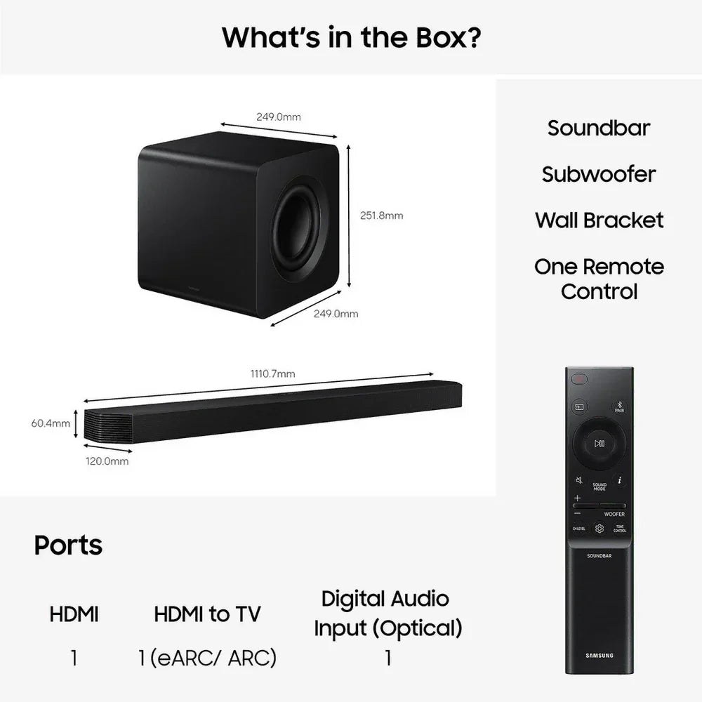 Samsung HW-Q800H Q-Series 5.1.2 Ch Dolby Atmos Soundbar with Subwoofer - Black (2026)