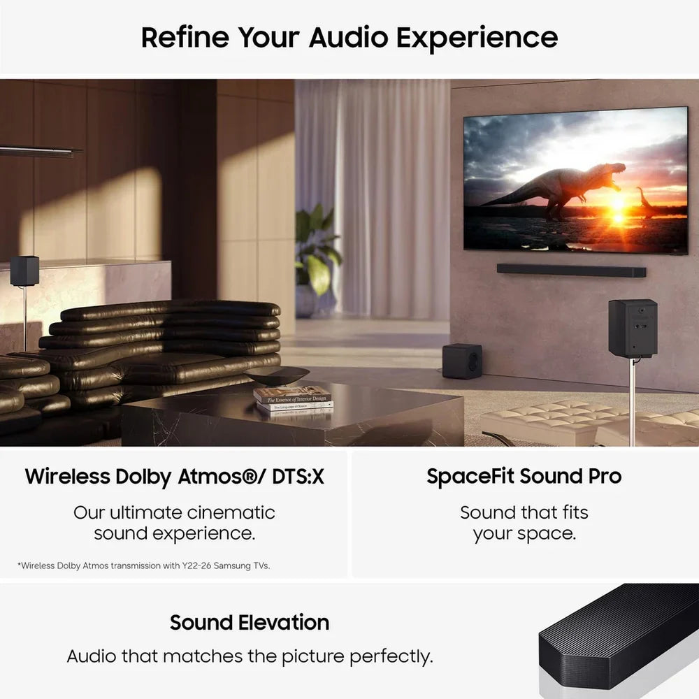Samsung HW-Q990H Q-Series 11.1.4 Ch Dolby Atmos Soundbar with Subwoofer & Rear Speakers (2026)