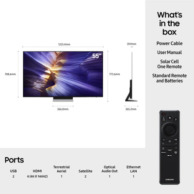 Samsung QE55S90FAEXXU 55 Inch S90F 4K OLED Ultra HD HDR Smart AI TV