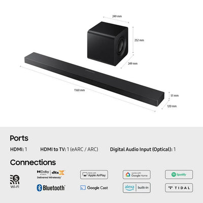 Samsung QE65S95FATXXU 65 Inch OLED S95F 4K UHD HDR Smart AI TV with HW-QS700F 3.1.2ch Q-Series Soundbar Bundle