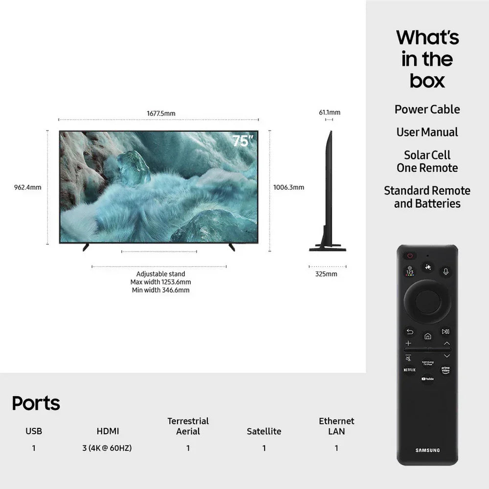 Samsung QE75Q7F2AUXXU 75 Inch Q7F2 4K Ultra HD HDR QLED Vision AI Smart TV