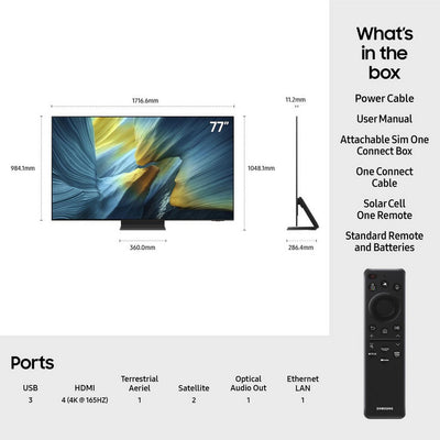 Samsung QE77S95FATXXU 77 Inch S95F OLED 4K Ultra HD HDR Smart AI TV