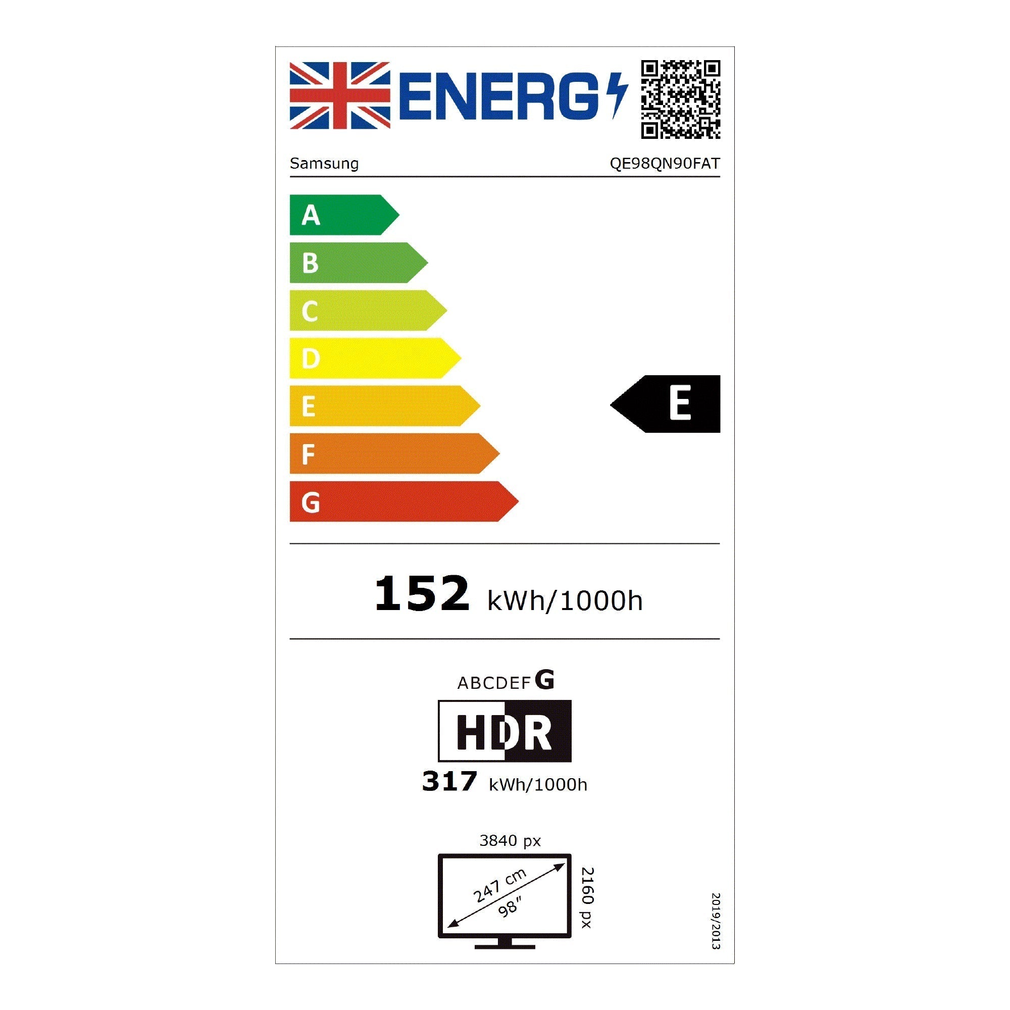 Samsung QE98QN90FATXXU 98 Inch QN90F 4K Neo QLED Ultra HD HDR Smart TV