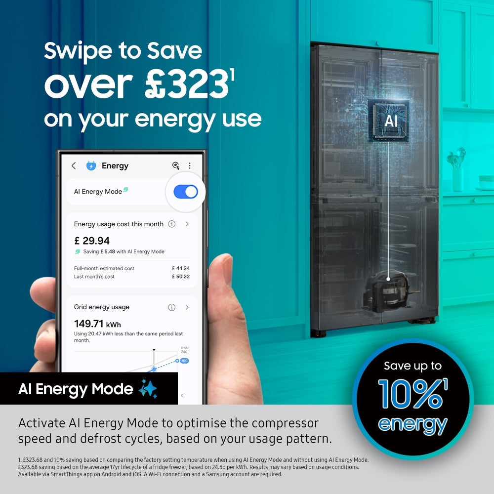 Samsung RS70F65KETEU Series 6 Bespoke AI SpaceMax 640L American Style Smart Fridge Freezer - Silver