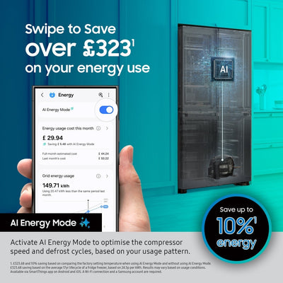 Samsung RS70F65KETEU Series 6 Bespoke AI SpaceMax 640L American Style Smart Fridge Freezer - Silver