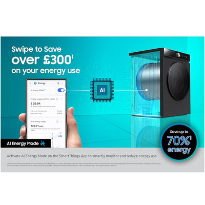 Samsung Series 9 WF90F09C4SU1 Bespoke AI Home 9kg 1400 Spin Smart Washing Machine Dark Steel