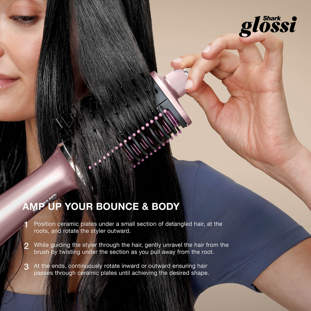 Shark Glossi HT302UKPK 2-in-1 Hot Brush and Air Glosser Brush Lychee