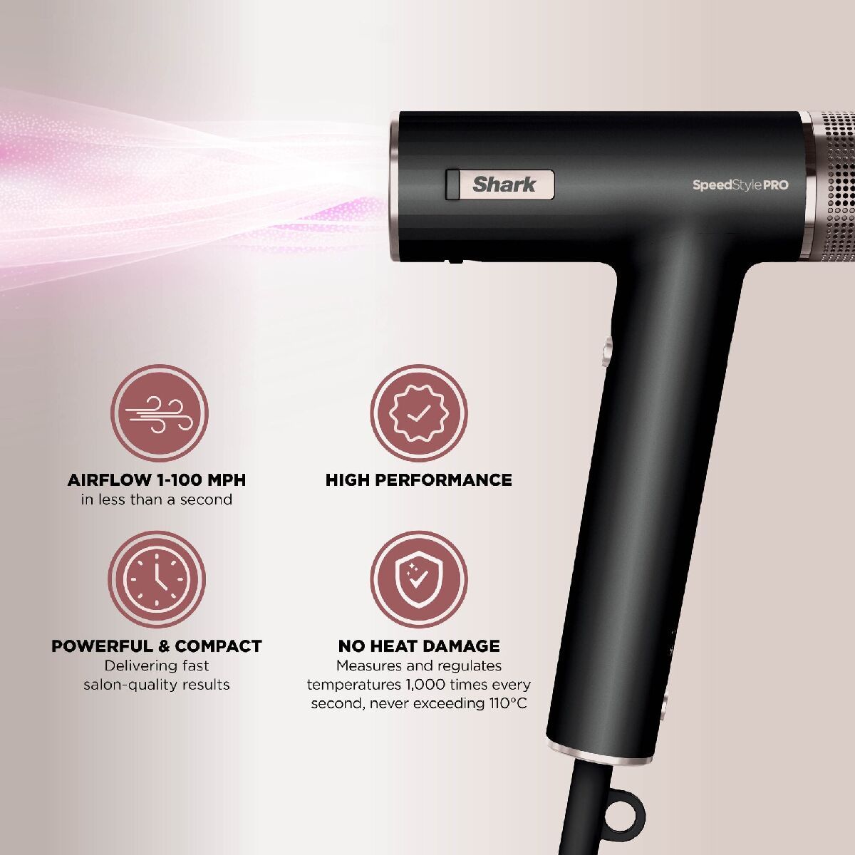 Shark HD701UK SpeedStyle Pro 5-in-1 High-Velocity Hair Dryer System Black
