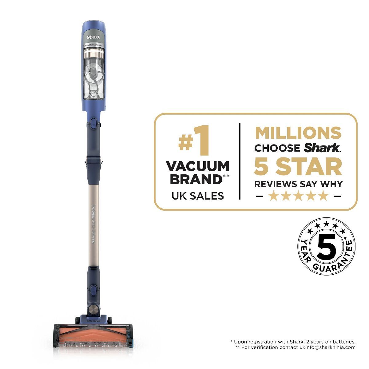 Shark IA1241UK Phoenix Power Detect Light Cordless Vaccum up to 60 Minutes Run Time Ultramarine