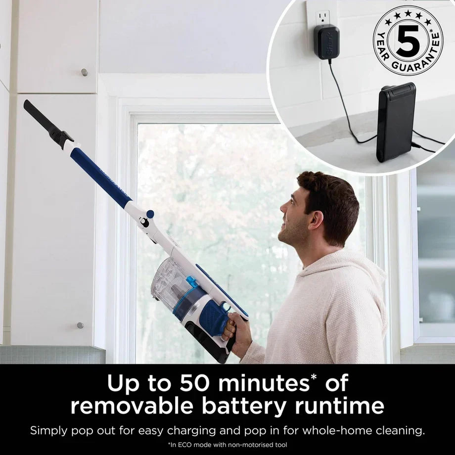 Shark IZ380UK PowerPro Cordless Stick Vacuum Cleaner with Anti Hair Wrap and Floor Detect - Up To 50 Minutes Run Time Navy Metallic