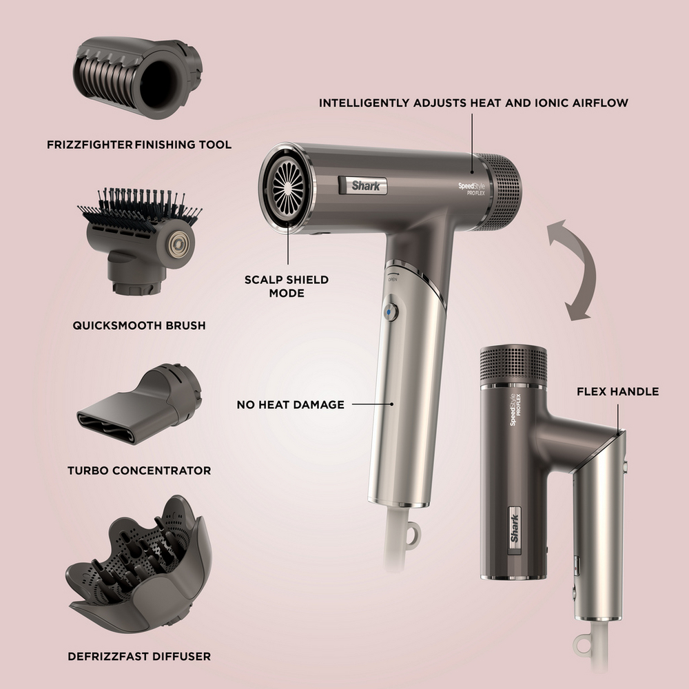Shark SpeedStyle Pro HD542UK FLEX 4-in-1 High-Velocity Hair Dryer System Mocha Silver
