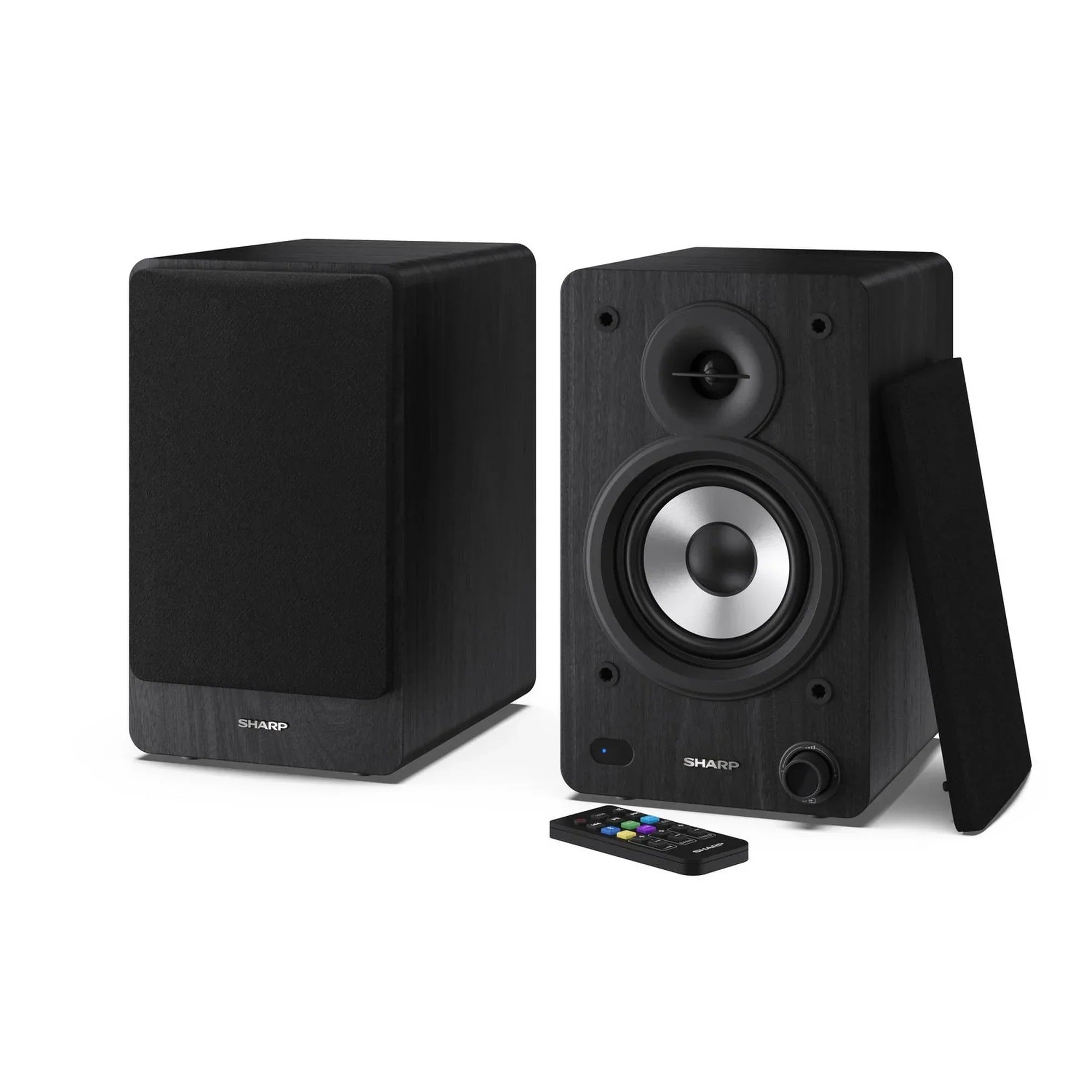 Sharp RP-TT100 Fully Automatic Bluetooth Turntable with CP-SS30 BK Active Bookshelf Speakers Pair - Black