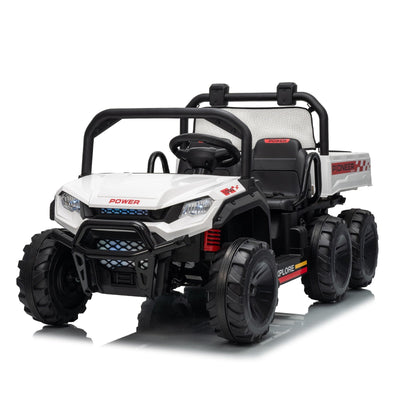Garvee 24V 4WD Electric Ride on Dump Truck for Kids, 2 Seater with Remote Control, Dump Bed, 3 Speed Modes, Music Player, All-Terrain Off-Road Vehicle Toy for Boys & Girls