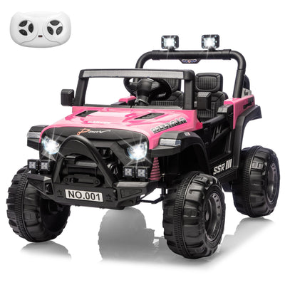 Garvee 12V Kids Electric Ride-On Truck – Parent Remote Control, 3 Speeds up to 4.1MPH, Spring Suspension, wireless Music, LED Headlights, Battery Powered Car Toy for Boys and Girls Ages 3-8 – Pink
