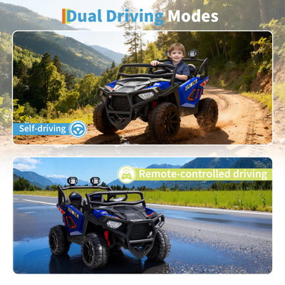 Garvee 24V 2-Seater Electric UTV Ride-On Truck for Kids Ages 2-8 – Battery Powered, Remote Control, 4-Wheel Suspension, Gradual Power-Up, 3 Speeds, LED Lights, Wireless – Blue