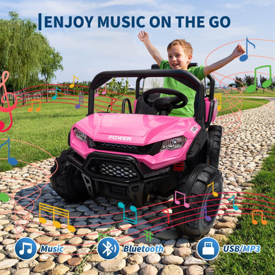 Garvee 24V 4WD Electric Ride on Dump Truck for Kids, 2 Seater with Remote Control, Dump Bed, 3 Speed Modes, Music Player, All-Terrain Off-Road Vehicle Toy for Boys & Girls
