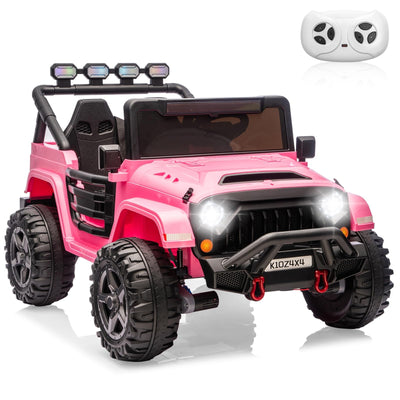 Garvee 24V Electric Ride On Truck for Kids – 2-Seater 4x4 Car – Remote Control – 3 Speeds – LED Lights – Wireless Audio Music Player – Gradual Start & Suspension – Pink