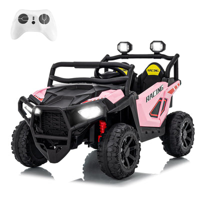 Garvee 24V 2-Seater Electric UTV Ride-On Truck for Kids Ages 2-8 – Battery Powered, Remote Control, 4-Wheel Suspension, Gradual Power-Up, 3 Speeds, LED Lights, Wireless – Pink