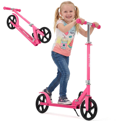 Garvee Kick Scooter for Teens Adults Kids 6+ - 220LB Capacity, 3-Level Adjustable Handlebar, Aluminum Alloy, Foldable, 8" Wheels, Outdoor Sports, Hot Pink