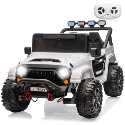Garvee 24V 2-Seater Electric Ride On Truck for Big Kids – Parental Remote Control – 4-Wheel Suspension – 3 Speeds – LED Lights – Wireless Audio & MP3 Player – Standard Test Method/CPSIA Certified – White