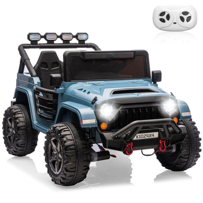 Garvee 24V 2-Seater Electric Ride On Truck for Kids – Remote Control – 4-Wheel Suspension – 3 Speeds – LED Lights – Wireless Audio & MP3 Player – Standard Test Method/CPSIA Certified – Light Blue