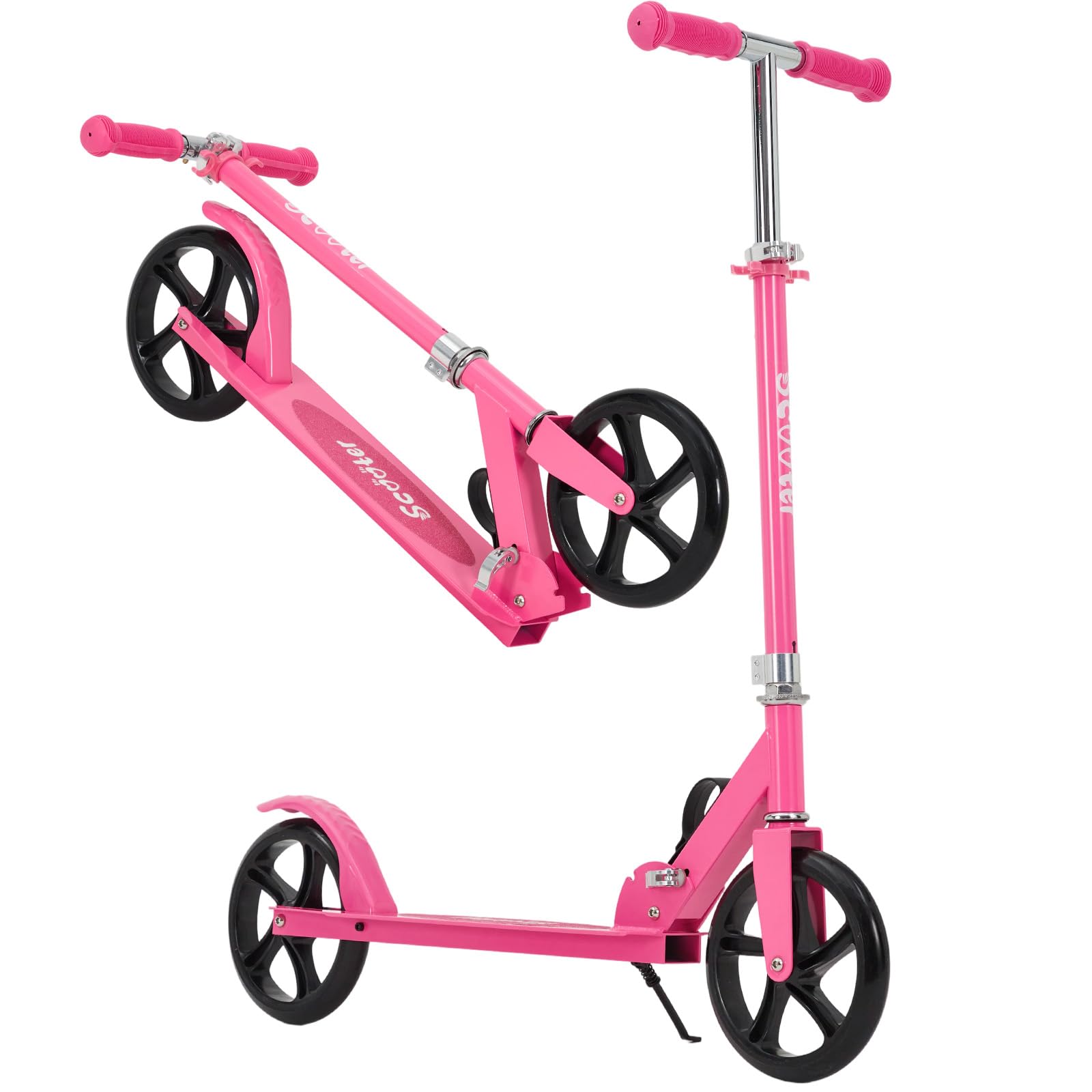 Garvee Kick Scooter for Teens Adults Kids 6+ - 220LB Capacity, 3-Level Adjustable Handlebar, Aluminum Alloy, Foldable, 8" Wheels, Outdoor Sports, Hot Pink