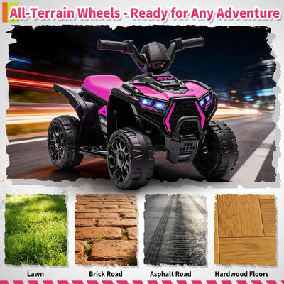 Garvee 6V Battery Powered Kids ATV Car with Lights, Music, 3.5mph Speed, 4 Wheeler, All-Terrain Tires, Safe Ride for Toddlers