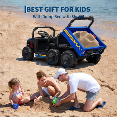 Garvee 24V 4WD Electric Ride on Dump Truck for Kids, 2 Seater with Remote Control, Dump Bed, 3 Speed Modes, Music Player, All-Terrain Off-Road Vehicle Toy for Boys & Girls
