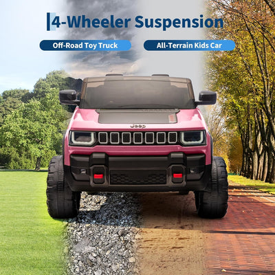 Garvee 24V 2-Seater Electric Ride-On Truck for Kids Ages 3-8 – Licensed 4WD Battery Car with Parental Remote, Wireless Connection Music, LED Lights, 3 Speeds, Gradual Start – Best Toy Vehicle – Pink